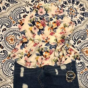 Floral Cross Wrap Tank